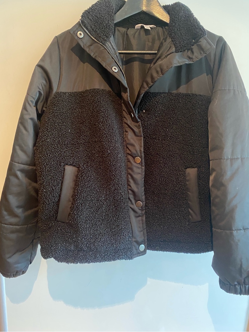 Time and Tru Black Sherpa Puffer Jacket